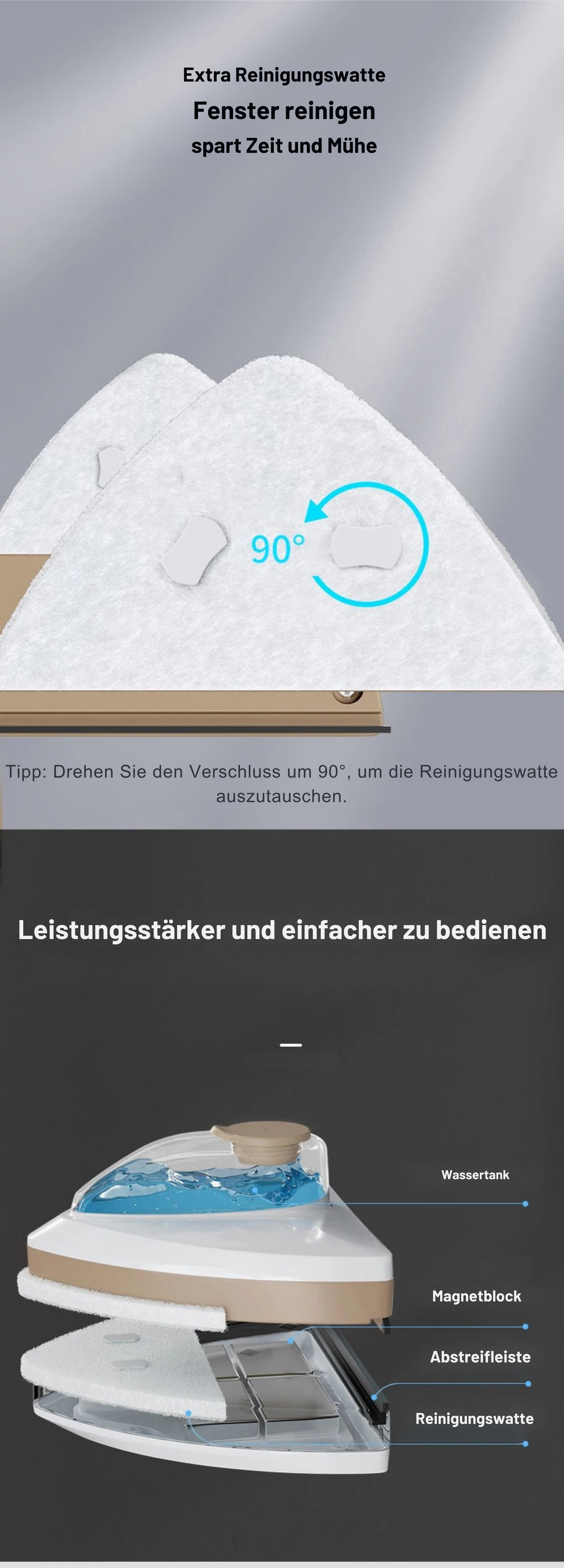 HikariHome Magnetischer Fensterreiniger – Doppelseitiger Glasreiniger für innen & außen | Sicher, schnell & streifenfrei Fenster putzen