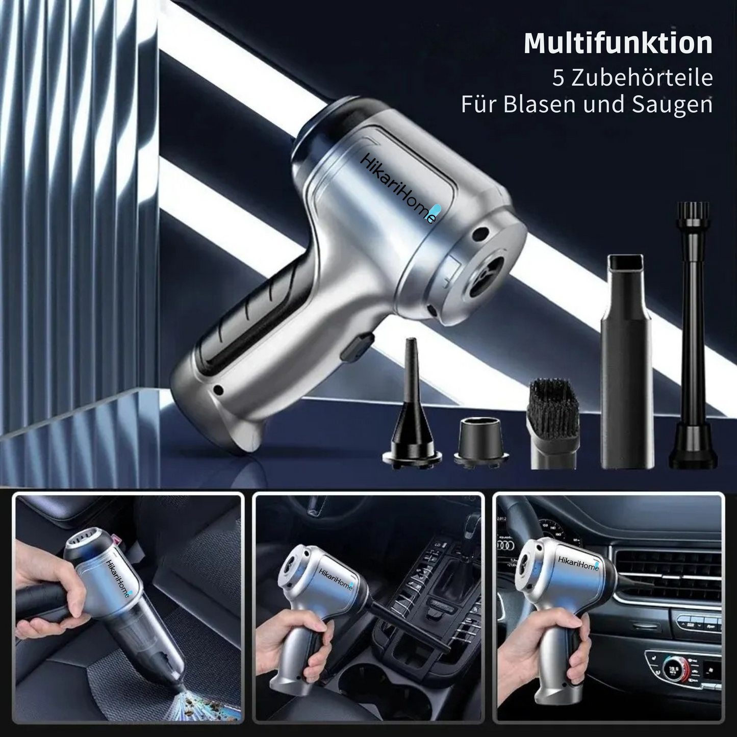 HikariHome Mini Autostaubsauger – Kabelloser Handstaubsauger für Auto, Büro & Zuhause | Leistungsstark & Kompakt
